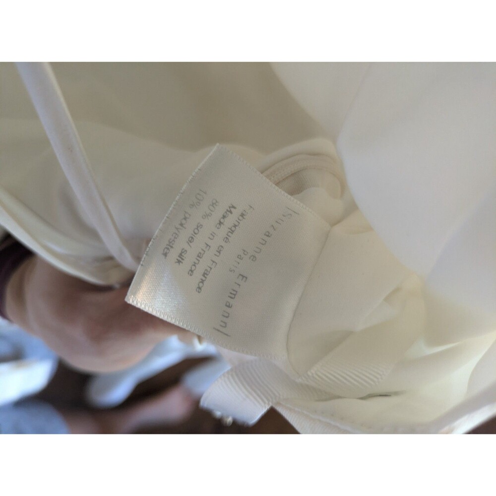 Suzanne Ermann White Wedding Dress Midi Silk Blend 40 US8 - Picture 7 of 12